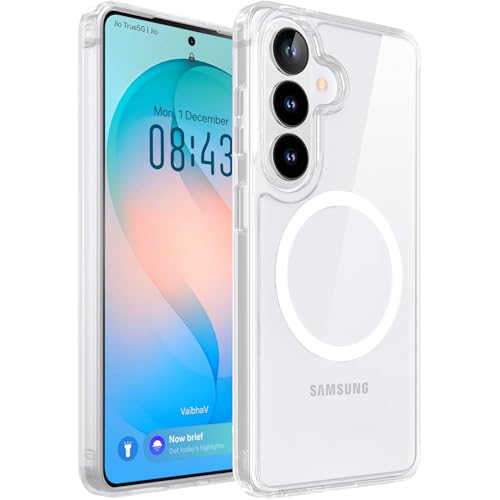 Image of Vaku Luxos Glassy Magpro Back Cover Case for Samsung Galaxy S26 Scratch Resistant Camera Screen Protector TPU Shockproof Certified Mag-Safe Military-Grade Protection- Transparent