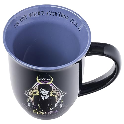 Silver Buffalo Wednesday Addams Nevermore I'm Not Weird, Everyone Else Is Wide Rim Ceramic Mug, 16 Ounces #TOP2
