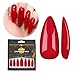 Hot Red Long Stiletto 20pcs full cover fake nails - Press on False nail Tips, 10 sizes Full Coverage