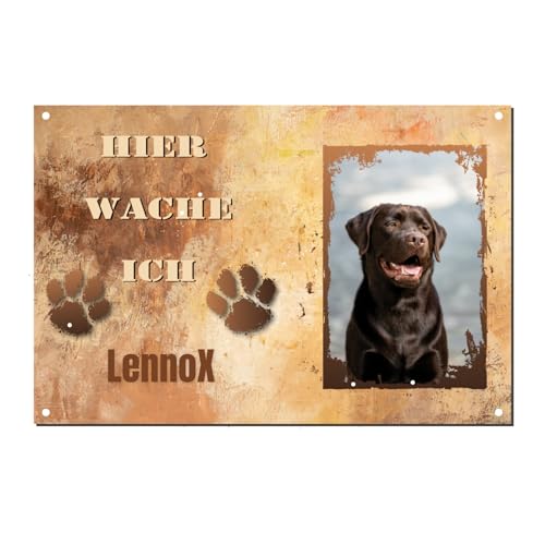 Hundeschild personalisiert – 30×20 cm – mit Foto & Wunschtext/Name – hochwertiger Druck, wetterfest & UV-beständig – Haustür, Zaun, Garten – individuelles Hunde-Schild für Endkunden
