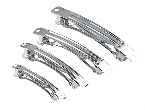 Mixed 4 Sizes Silver Tone Metal French Style Barrette Hair Clip 50/60/70/80mm for DIY Craft (40 Packs) image 2