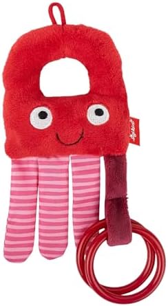 Sigikid Greifling Oktopus, RedStars Babyspielzeug mit Rassel und Ringen: greifen, entdecken, spielen, für Babys ab Geburt, Art.-Nr. 42920, rosa-rot, 18x8x2 cm