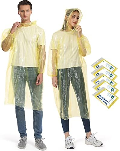 Opret Disposable Rain Ponchos, 5/10 pcs Emergency Raincoats Waterproof Ponchos Lightweight for Men and Women with Hood and Sleeves