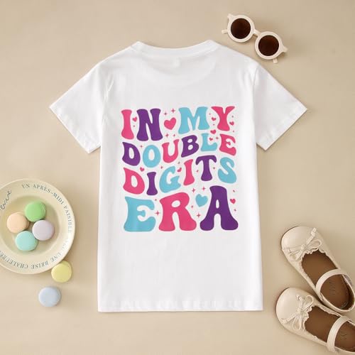 Image of IZYJOY in My Double Digits Era Shirts Girls 10th Birthday T-Shirts 10 Years Old Birthday Party Short Sleeve Summer Tee Tops