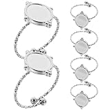 DOITOOL 6 Piezas Base de Anillo de Acero Inoxidable, Anillos Ajustables Ovalados Plateados para Fabricación de Joyas, Suministros DIY para Manualidades y Accesorios de Dedo