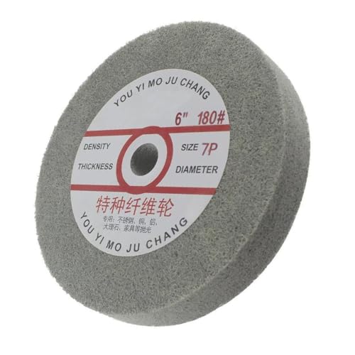 JUNLIXN 6 Inch 180 Grit Nylon Fiber Buffing Wheel with 5/8" Arbor Hole