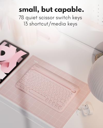 Macally Bluetooth Keyboard for iPad | Wireless Keyboard for Tablet, iPhone (Multi-Device, Built-in Stand, Rechargeable) Easy to Use and Cute Portable - 4