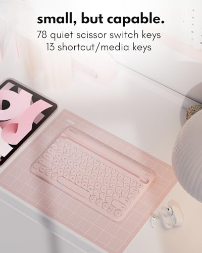 Macally Bluetooth Keyboard for Tablet | Wireless Keyboard for iPad mini/Air/Mini, iPhone (Multi-Device, Built-in Stand, Rechargeable) Easy to Use and Cute Portable