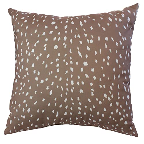 College Covers Everything Comfy Deer Fawn Print Decorative Throw Pillow, 16x16 Inch, Mocha, Made in The USA