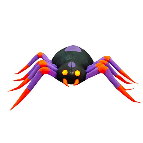 SEASONBLOW 8 Ft LED Light Halloween Inflatable Spider Red Eye Decoration Airblown Decor for Home Yard Lawn Garden Home Party Indoor Outdoor