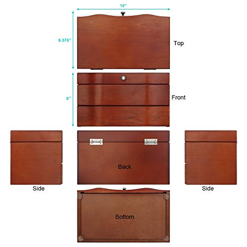Rr Round Rich Design Solid Wood Jewelry Box Multilayer Structure Combination Storages With Makeup Mirror Brown #TOP3