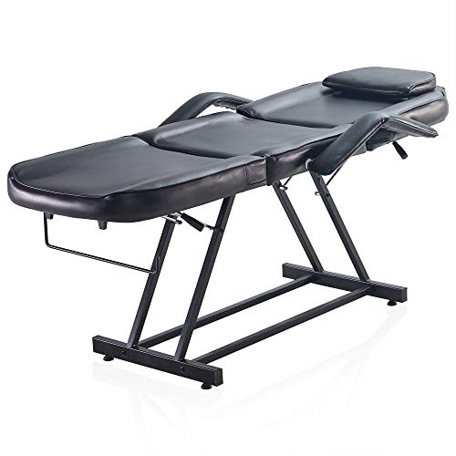 Bellavie Adjustable Table Chair Salon Bed For Professional Massage Facial Lash Beauty Treatment Spa Tattoo Eyelash Microblading Esthetician Equipment - Black #TOP1