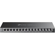 TP-Link SG2016P 16-Port Gigabit Smart Managed PoE Switch 8 PoE+ Ports up to 120W Supports Omada SDN Central Management PoE Recovery IPv6 QoS IGMP Snooping
