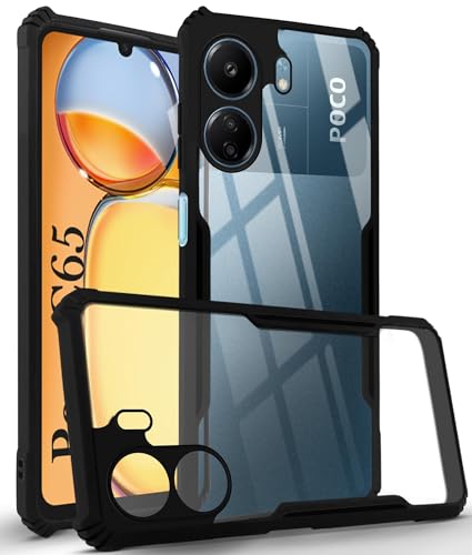 Image of Jkobi Back Case Cover for Poco C65 (Shockproof with Polycarbonate Clear Panel | Professional Black)