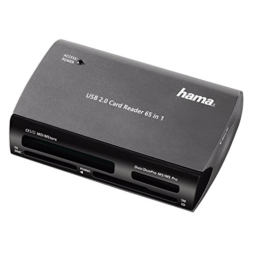 Hama USB-2.0-Kartenleser 65in1, kompatibel auch mit Windows 10, schwarz/silber