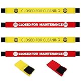 Haiabei Closed for Cleaning Sign with Magnetic Ends in Progress Warning Sign,Closed for Maintenance Door Barricade Sign,Bright Yellow Red Warning Nylon Door Barricade Barrier,42 x 3.5 Inches