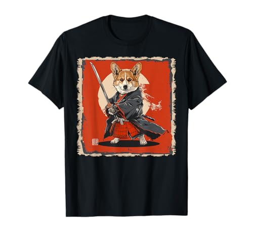 Pembroke Corgi Dog Japanese Art Samurai Ukiyo-e T-Shirt