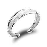 Bracelets for Women, Classical Silver Plated Bevel Edge Opening Bangle Bracelet Gift Fashion Jewelry, Gift for Birthdays Valentines Christmas (Silver L)