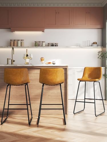 Image of 26in Bar Stools Counter Height Chairs Set of 6 (Whiskey Brown)
