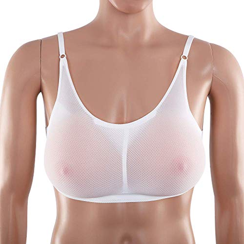 CTKOLYS Formes Mammaires en Silicone avec Prothèse Réaliste De Soutien-Gorge De Poche pour Sportif pour Travesti Ou Travesti pour Mastectomie,Blanc,Acup(500g/pair) Cover