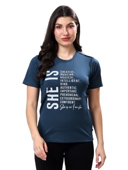 feyona Women & Adult Long Wear Half Sleeve Nylon t-Shirt Cadet Blue-picture-34