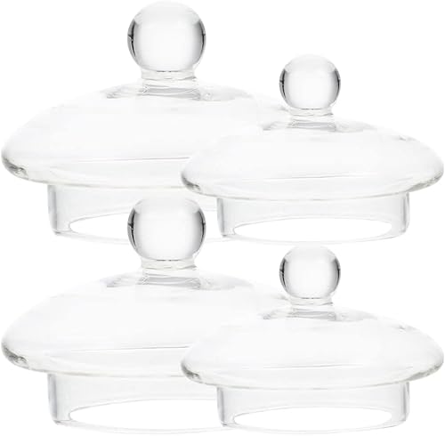 Angoily Tetera de vidrio para tetera, 4 piezas, tapa de tetera de repuesto, tapas de coladores de té, tapas sueltas para tetera de té, cubierta de