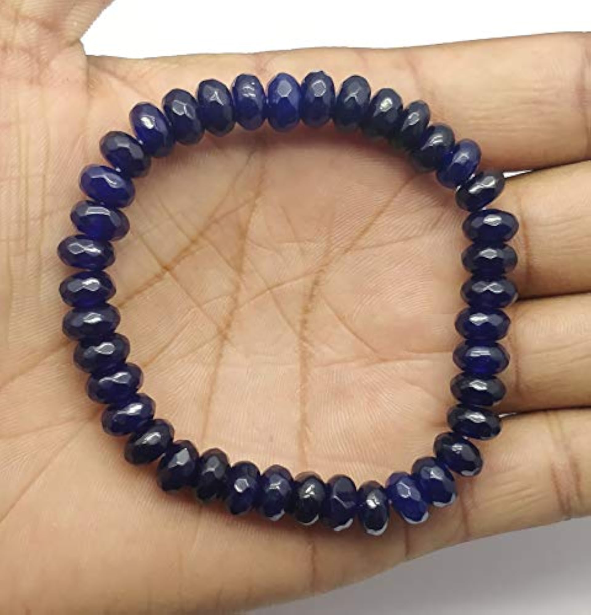 Natural Amethyst Faceted Cut Beads Stretch Bracelet, Unisex Healing