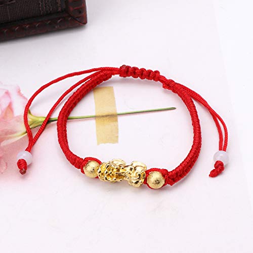 MEIYIN Pulseira de corda vermelha chinesa Feng Shui Gold Pi Xiu Kabbalah proteção contra mau-olhado