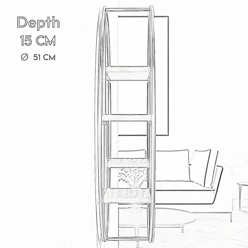 Image of Dime Store Metal Round Floating 4-Tiers Shelves Wooden Bookshelf for Home Wall Decorative Racl Shelf for Living Room & Bedroom (Black & White)