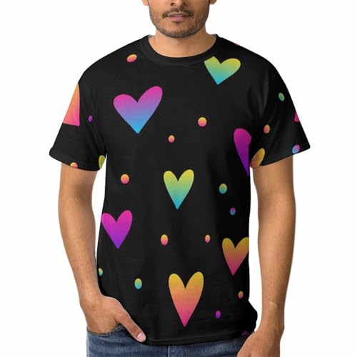 T-Shirt Col Rond Homme Love Dots Idéal pour les Sorties Décontractées