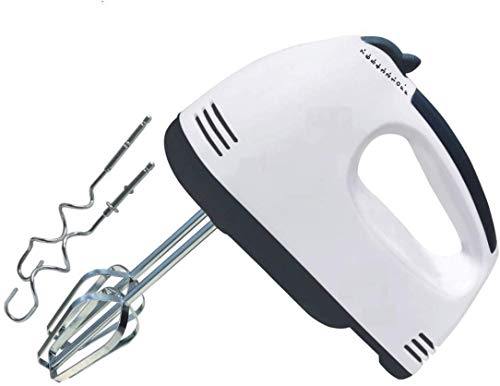 AKARAN® Hand Mixer Beater Blender Electric Cream Maker for Cakes with Base 7 Speed Control and 2 Stainless Steel Beaters, 2 Dough Hooks (White)