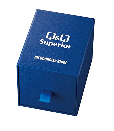 Image of Q&Q Superior Analog Watch for Men - Blue Dial, Stainless Steel Strap, 10 BAR Water Resistant - S374J212Y