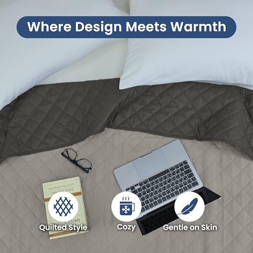 Image of Martex Reversible Coverlet, Full Queen, Light Gray /Graphite | Lightweight, Durable, Soft, Easy Care, Reversible