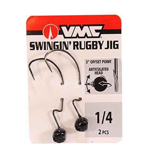 VMC, Swingin' Rugby Jig, #3/0 Hook Size, 1/4 oz, Black, Package of 2 (SWRJ14-BK)