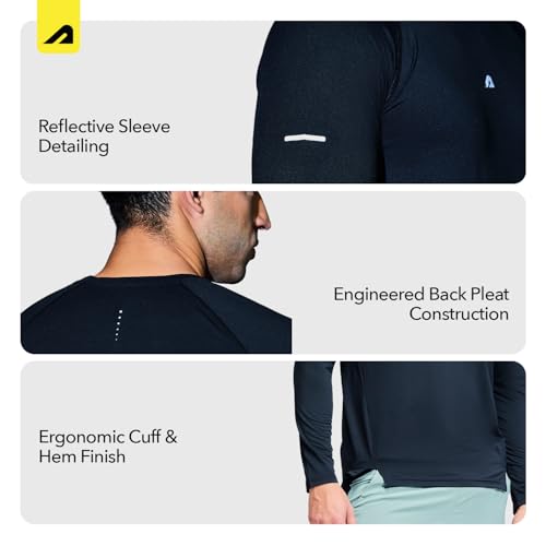 Image of Boldfit Tshirt for Man Full Sleeve Polyester Blend Tshirt for Men Moisture-Wicking 4-Way Stretch Gym Wear Quick-Dry & Breathable Regular Fit Crew Neck Activewear for Running & Casual Wear