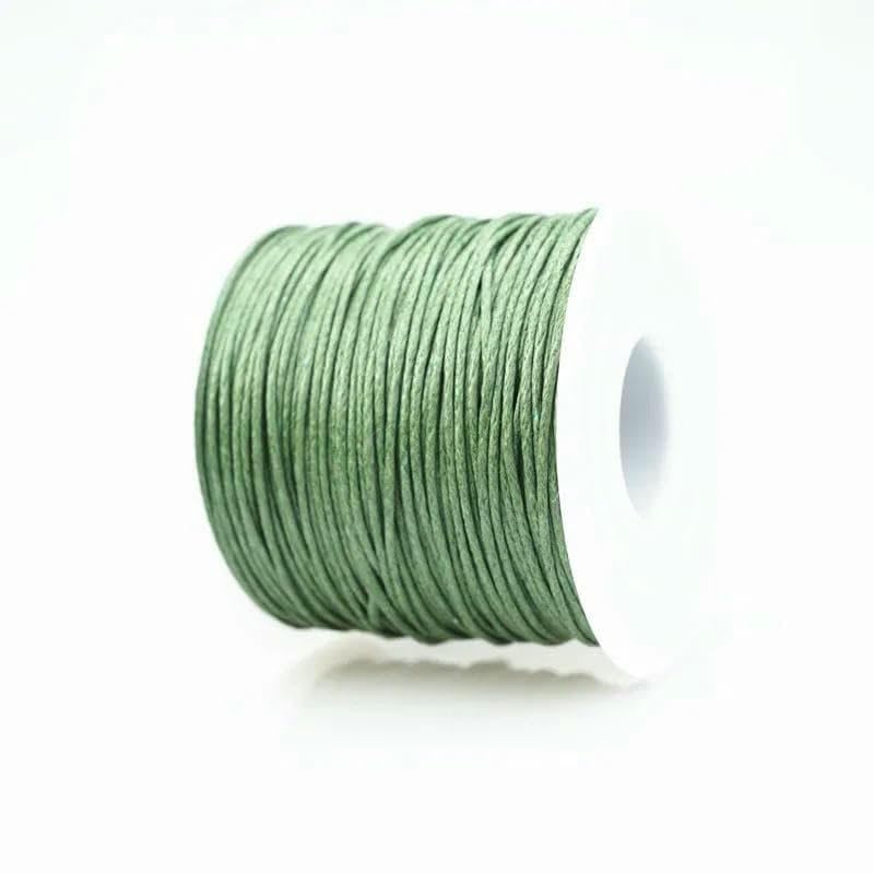 Cordón Encerado de 1 mm, cordón de algodón Encerado Multicolor para Manualidades, joyería, Pulseras, Collares, Cuentas, Accesorios (24-70 m/Rollos), Verde Oscuro, 1 mm x 70 m (lar