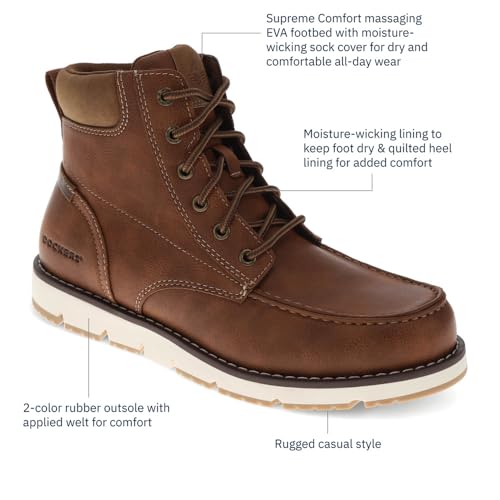 Image of DOCKERS Mens Davis Rugged Casual Tumbled Leather Moc-Toe Boots