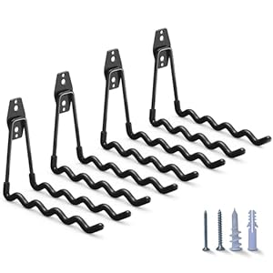 Garage Hooks 4 Pack Heavy-Duty 7.7 inch Long Hooks, Wall Mount Garage Hanger for Ladder, Sports, Garden Tool, Utility, Hose Storage Rack Organizer