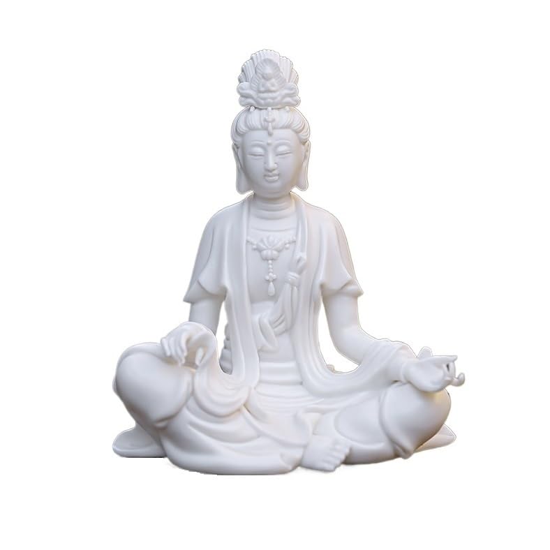 TEESONG Dekoracje na książki Chiński styl ręcznie robiony ceramiczny posąg Buddy ozdoby do kultu domowego Ruyi Guanyin Home Decor Home Decor