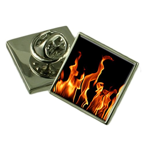 Épinglette flamme de feu argent sterling avec boîte cadeau originale pour homme