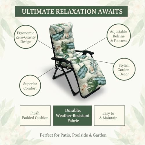 UPSEA Garden Sun Lounger Cushions Only, Thick Garden Recliner Chair Replacement Anti-Slip Cushion for Indoor Outdoor Patio Yard Beach 67x20.8 Inches (No Chair) (Green) by UPSEA - Used condition - Image 7