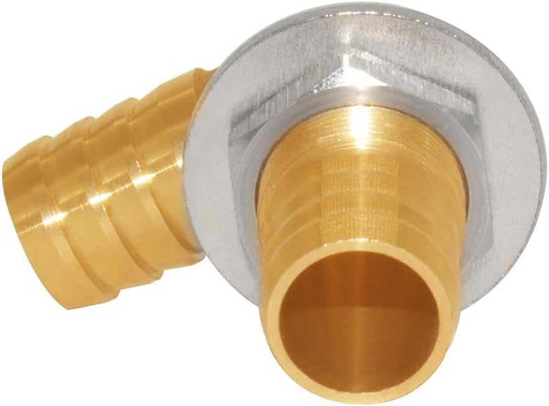 Uenede 2PCS Solid Brass 90°Elbow Barb Bulkhead Fitting 5/8”OD Barb Bulkhead Coupling Tank Connector Hose Pipe Barb Fitting for Water/Oil/Gas
