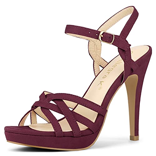 Allegra K Women's Strappy Platform Heels Stiletto Heel Sandals