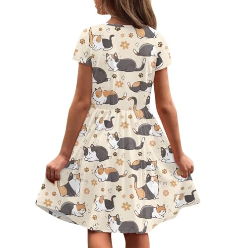 Image of Short Sleeve Dress for Girls with Pockets Cute Toddler Girl Clothes Summer 2-12