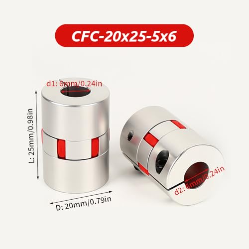 5mm bis 6mm Flexible Wellenkupplung, Durchmesser 20mm Länge 25mm Aluminium Motorverbinder Flexible Spinnenkupplung für 3D Drucker CNC Maschine Servo Schrittmotor