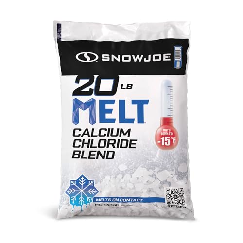 Snow Joe Snow & Ice Melter, Calcium Chloride Blend Pellets, Non-Staining Melt, 20 Lb Bag - Deicer...