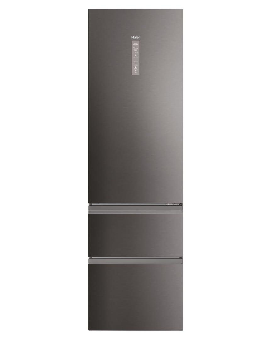 Haier Kühl Gefrierkombination 3D 60 SERIE 5 HTW5620CNMP I 2,05m, No Frost I Ergonomische Gefrierschubladen I Kühlschrank mit Gefrierfach freistehend, Fassungsvermögen 414L I Wi-Fi, smarte Kühlfächer