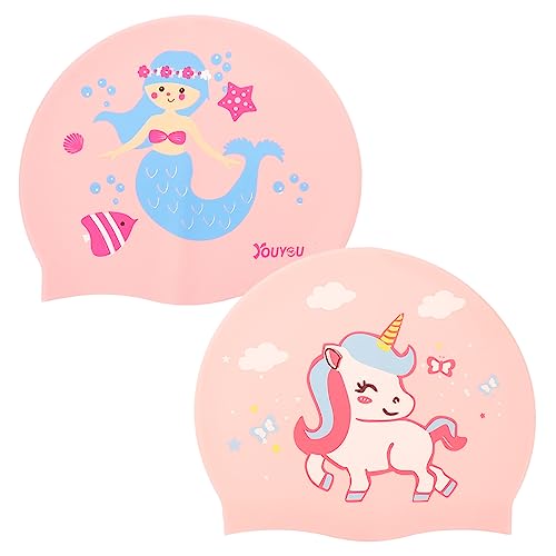 Yardwe 2 Unidades Touca de natação infantil de silicone touca de natação elástica para crianças touc