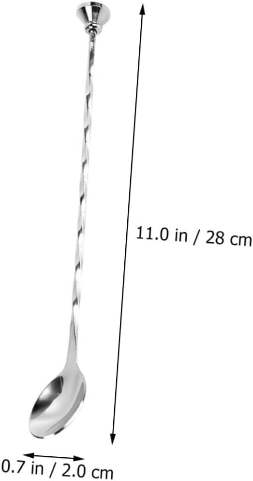 Healifty Stainless Steel Cocktail Stirring Spoon Bar Spoon Mixer Flat Stirrer Rust Resistant for Coffee and Cocktails with Comfortable Grip