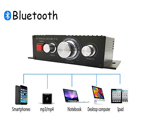 Mini Bluetooth Audio Component Amplifiers 100W Dual Channel Stereo Amplifier Home Speaker for Smart Phone, iPhone, iPad and Computer Receiver Pairing.(Power Adapter is not Included)